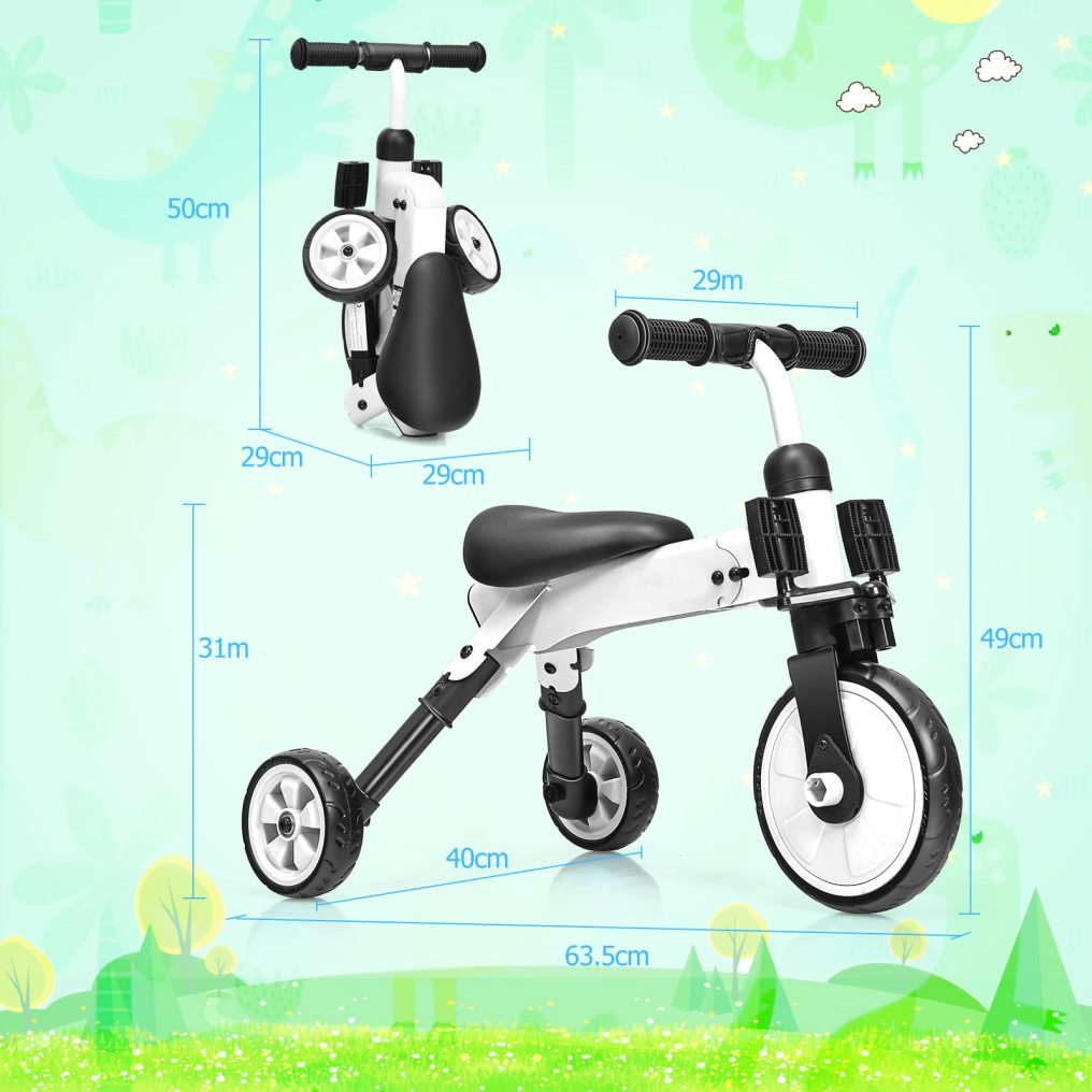HONEY JOY Kids Tricycles with 3 Wheels, Folding Rider Trike for Toddler 1-4 Years Old(White)