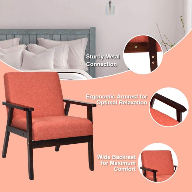 KOMFOTT Solid Hardwood Made Mid-Century Modern Accent Chair | Retro Fabric Armchair
