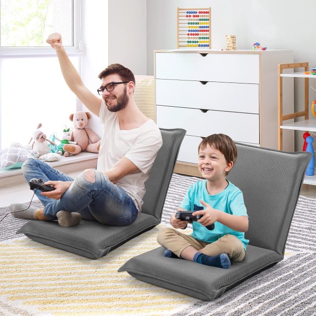 KOMFOTT Adjustable Mesh Floor Sofa Chair, 6-Position Multi-Angle Padded Floor Chair