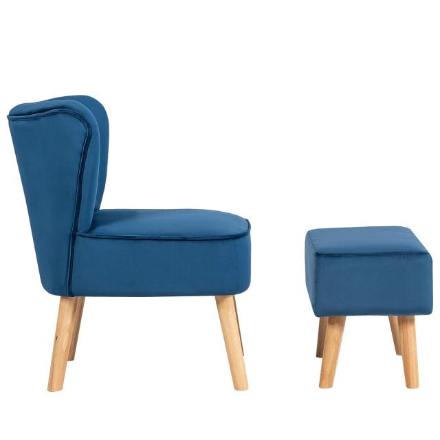 KOMFOTT Modern Accent Chair Ottoman Set, Armless Slipper Sofa Chair with Footstool
