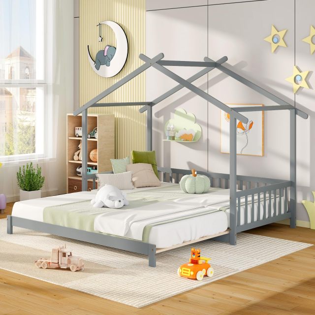 KOMFOTT Wood Extendable House Bed