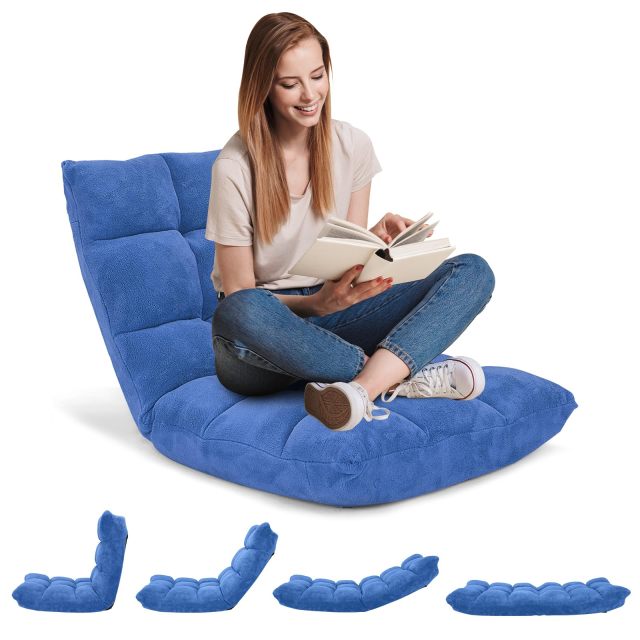 KOMFOTT Floor Chairs for Adults - Floor Gaming Chair with Back Support, 14 Adjustable Position