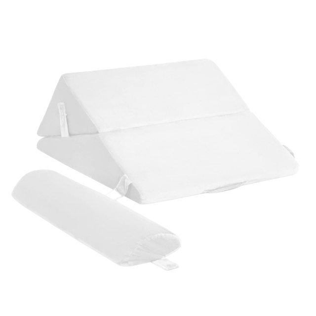 KOMFOTT Bed Wedge Pillow with Adjustable Back Support Detachable Headrest, Memory Foam Fill, Soft Washable Cover