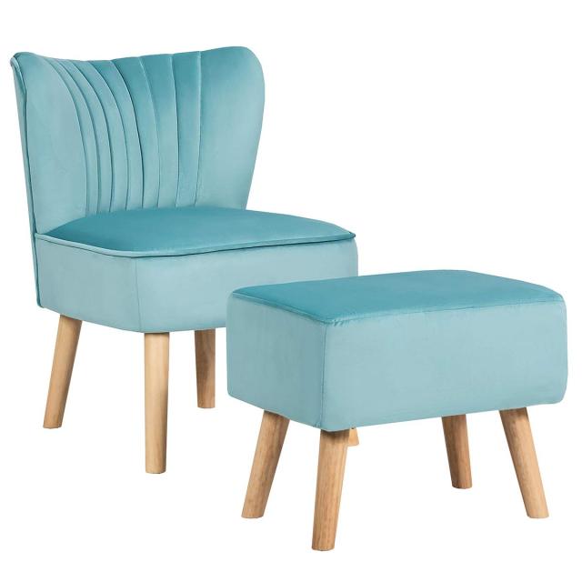 KOMFOTT Velvet Accent Chair with Ottoman