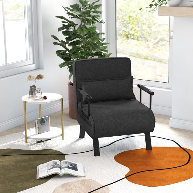 KOMFOTT Convertible Sleeper Chair Bed with Pillow, 4-in-1 Folding Sofa Bed with 6-Position Adjustable Backrest