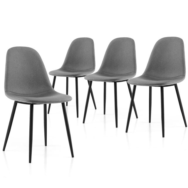 KOMFOTT Modern Dining Chairs Set of 4 - Classic Comfy Upholstered 17” High Backrest Linen Dining Room Chairs