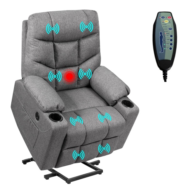 KOMFOTT Power Lift Chair Electric Recliner Sofa for Elderly w/ 8 Point Massage & Lumbar Heat