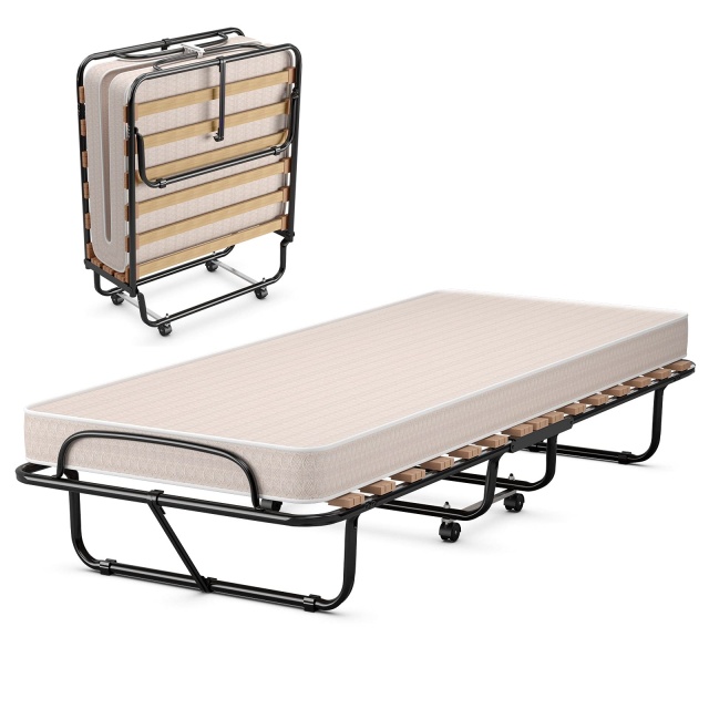 KOMFOTT Portable Rollaway Bed with 4" Memory Foam Mattress for Adults and Guests
