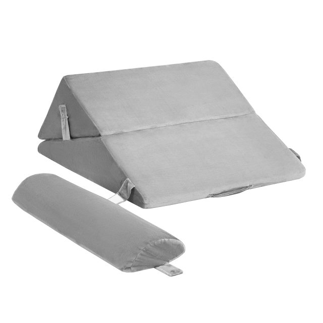 KOMFOTT Bed Wedge Pillow with Adjustable Back Support Detachable Headrest, Memory Foam Fill, Soft Washable Cover