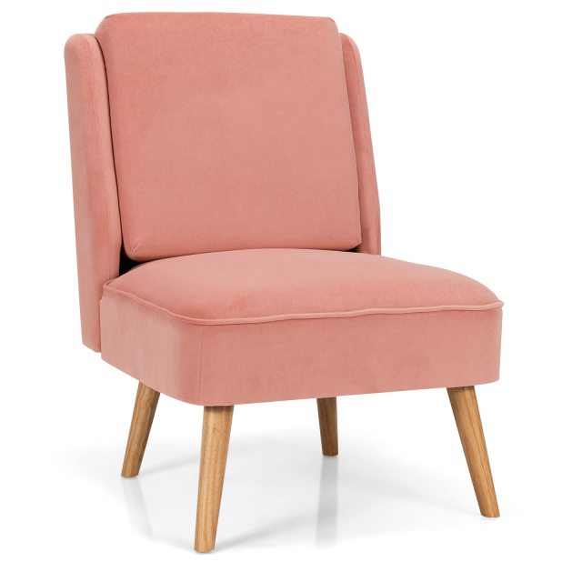 KOMFOTT Velvet Accent Chair, Comfy Single Sofa Chair w/Rubber Wood Legs, Modern Upholstered Leisure Living Room Chair