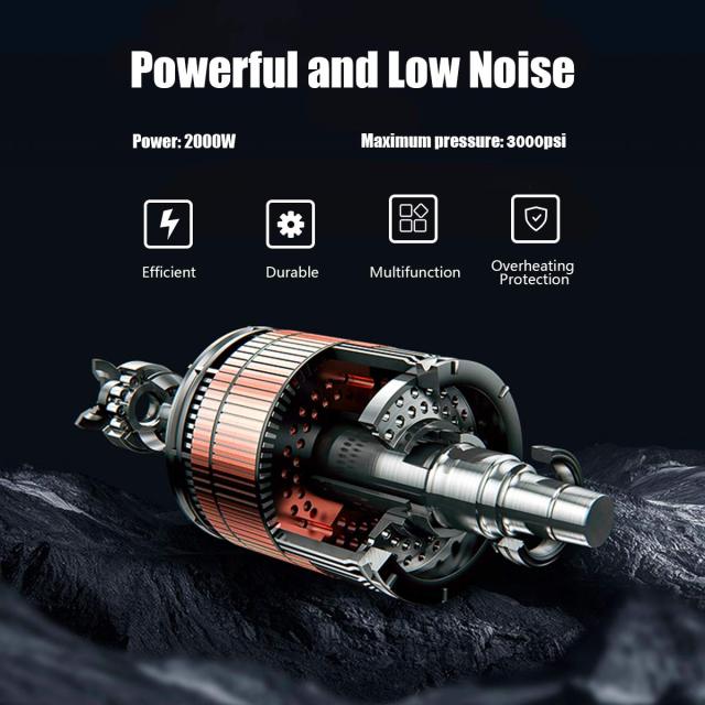 3000PSI Electric Pressure Washer, Portable High Power Washer w/ 5 Nozzles, Hose Reel, Soap Bottle, 2 GPM 2000W (Red)