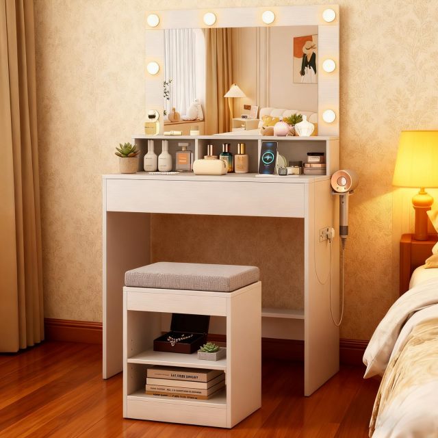 31.5 inch Vanity Desk with Mirror and Lights