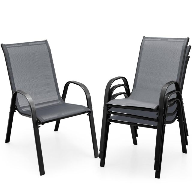Patio Dining Chairs Set of 2/4 Stackable Outdoor Chairs