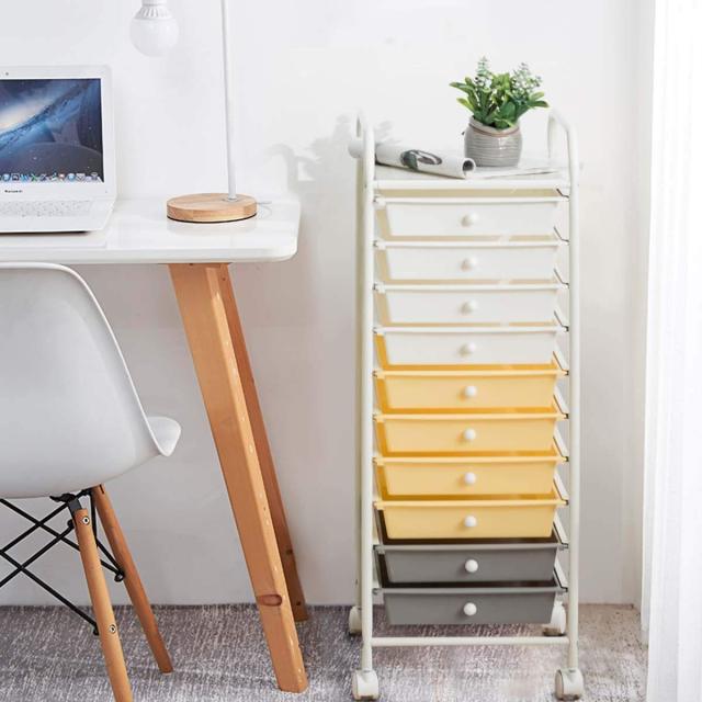ARLIME 10-Drawer Storage Cart, 10 Drawer Trolley, Rolling Organizer Cart