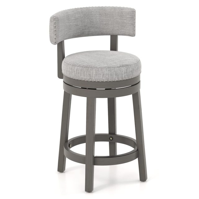 27/31-inch 360° Swivel Barstool with Upholstered Back & Seat