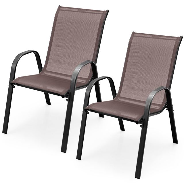 Patio Dining Chairs Set of 2/4 Stackable Outdoor Chairs
