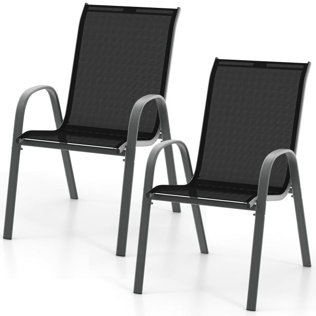 Patio Dining Chairs Set of 2/4 Stackable Outdoor Chairs