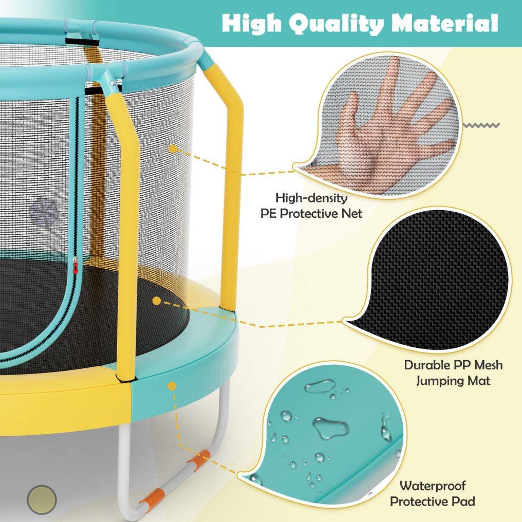 48" Kids Trampoline, Recreational Trampoline w/Safety Space Design, Mini Toddler Trampoline