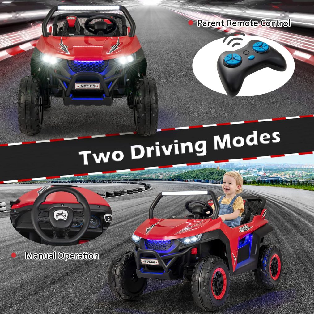 HONEY JOY 2-Seater Ride on Car, 12V Electric UTV w/Remote Control, Spring Suspension, High/Low Speed