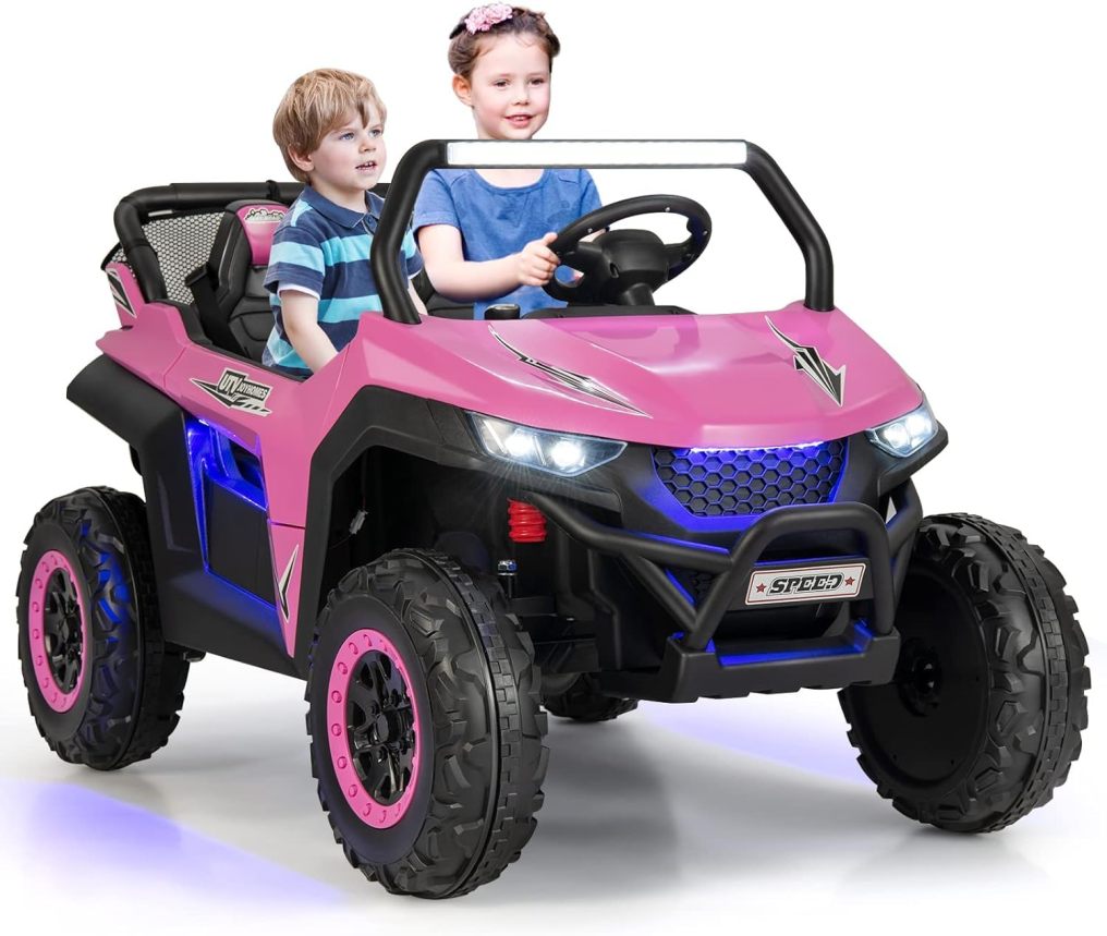 HONEY JOY 2-Seater Ride on Car, 12V Electric UTV w/Remote Control, Spring Suspension, High/Low Speed