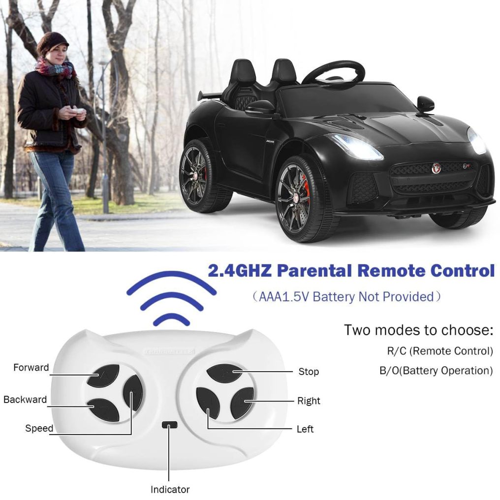 Ride on Car, 12V Licensed Jaguar F-Type SVR Battery Powered Ride on Toy w/Remote Control, Front/Rear Lights