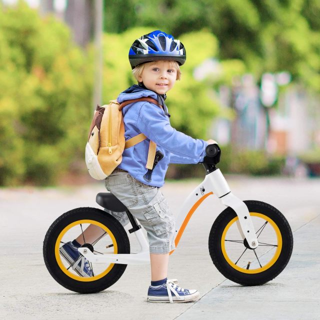 12-Inch Balance Bike, Magnesium Alloy Frame Toddler Bike w/Adjustable Seat
