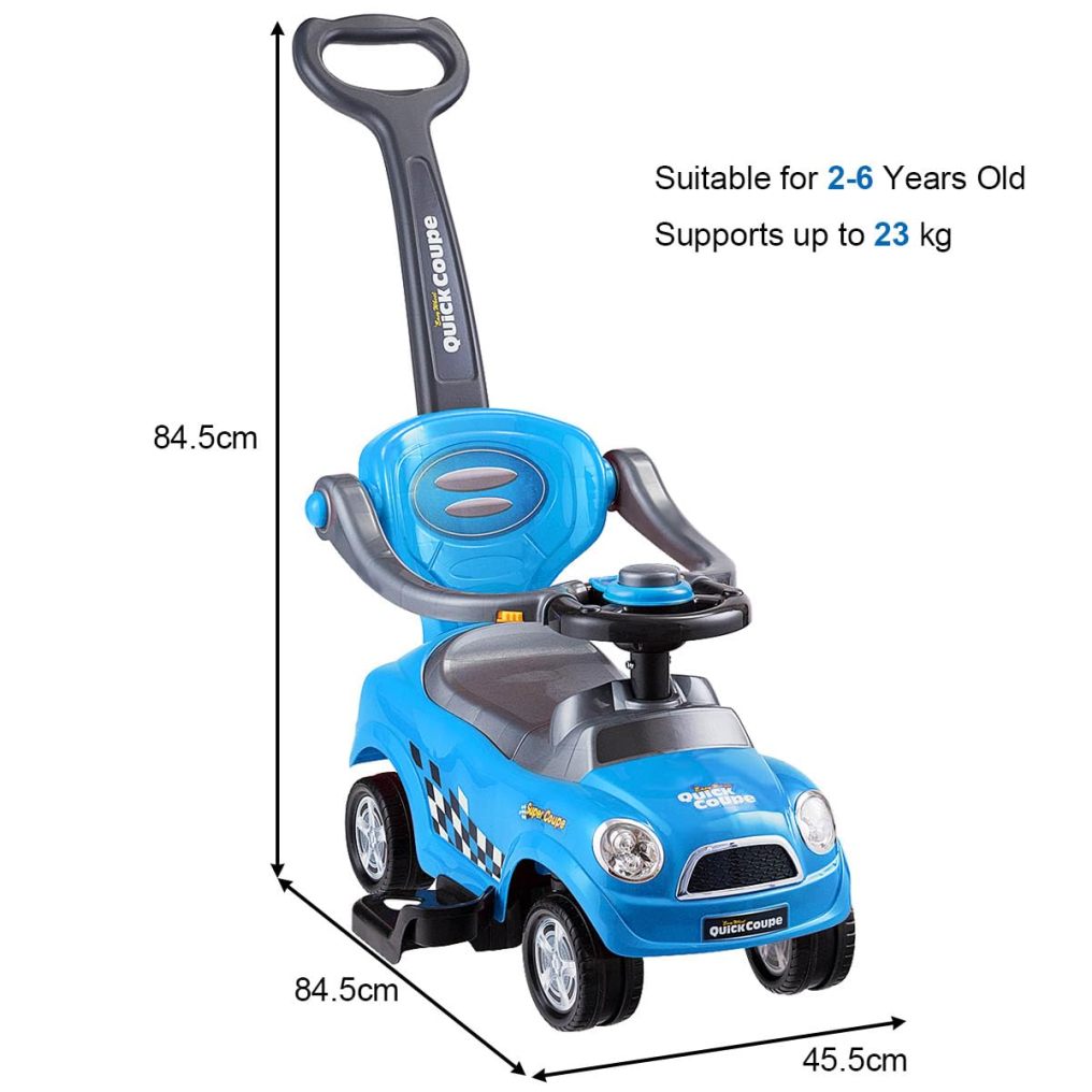 3-in-1 Ride on Push Car, Foot-to-Floor Toddler Walking Car w/Detachable Guardrails & Handle, Sliding Car for 2-6 Years