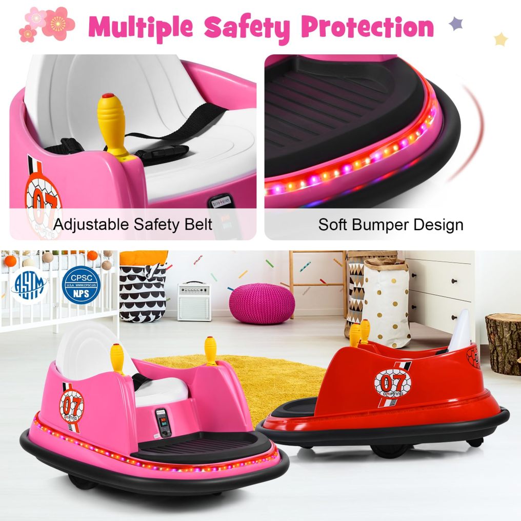 Bountech 12V Electric Kids Ride on Bumper Car, Battery Powered Bumper Car w/Flashing Lights