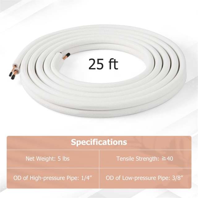 25/50 FT Mini Split Line Set, Copper Pipes Tubing Extension with 3-Layer Thickened Insulation for Air Conditioner & Heat Pump Systems