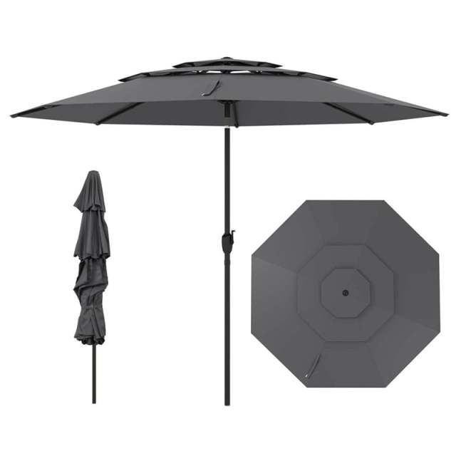 10ft 3 Tier Auto-tilt Patio Market Umbrella with Double Vented