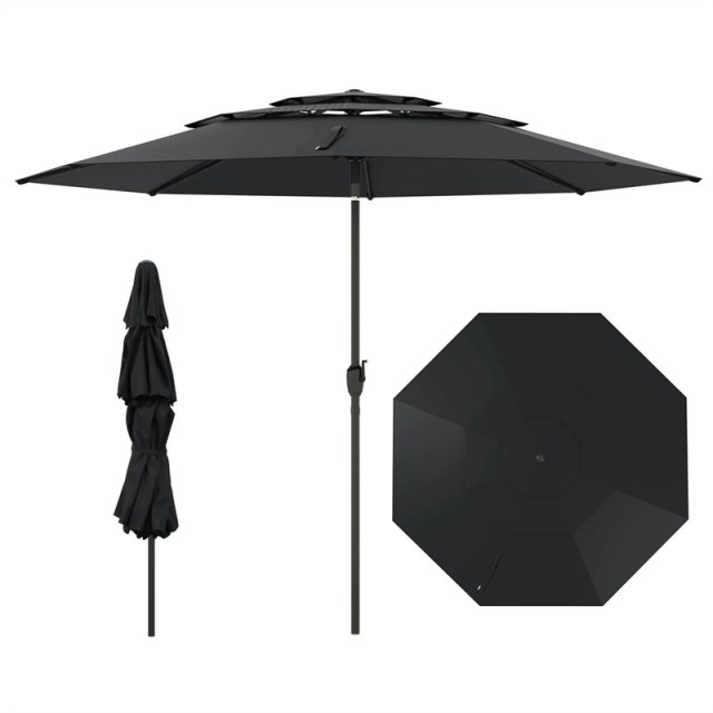 10ft 3 Tier Auto-tilt Patio Market Umbrella with Double Vented