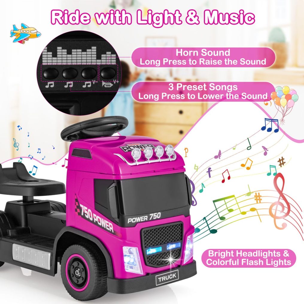 HONEY JOY Kids' Ride on Push Truck, Foot-to-Floor Sliding Truck with Music, Horn & Headlights, Sit and Scoot Toy