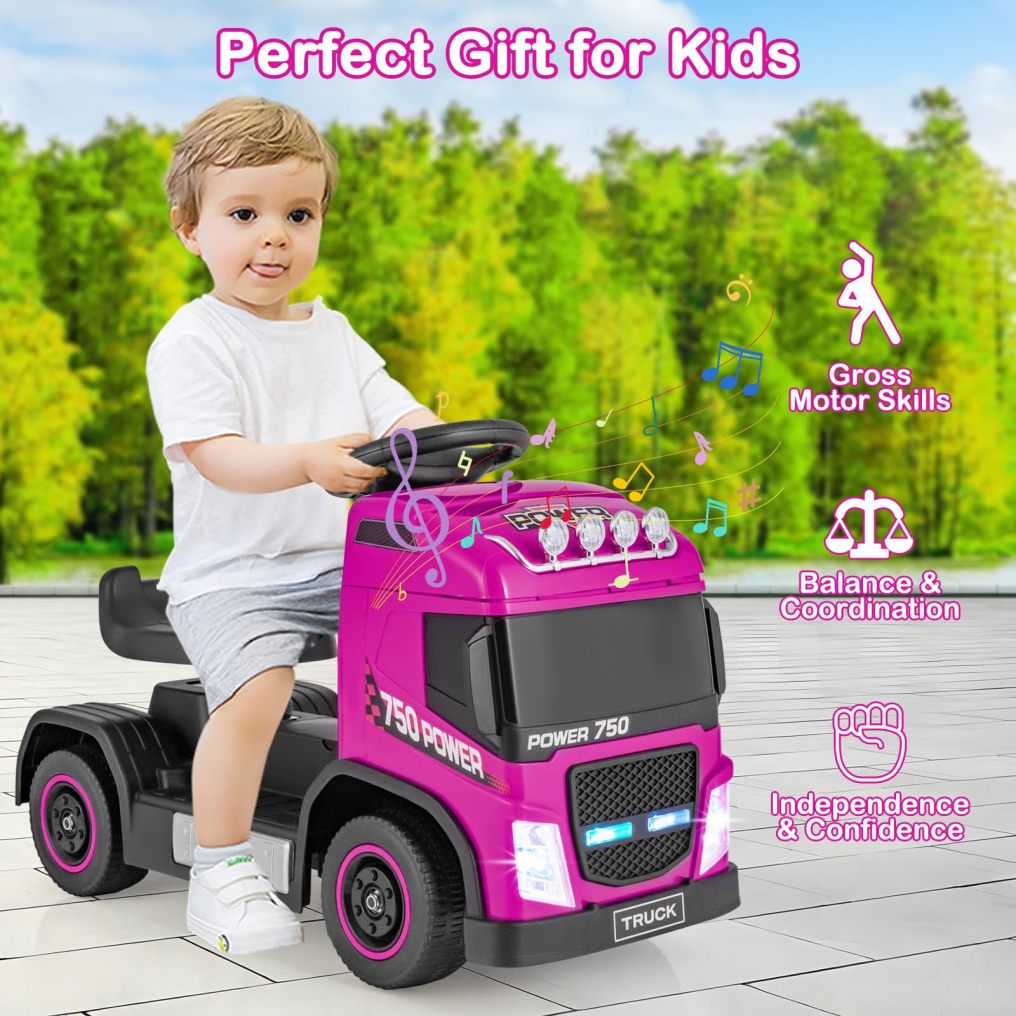 HONEY JOY Kids' Ride on Push Truck, Foot-to-Floor Sliding Truck with Music, Horn & Headlights, Sit and Scoot Toy