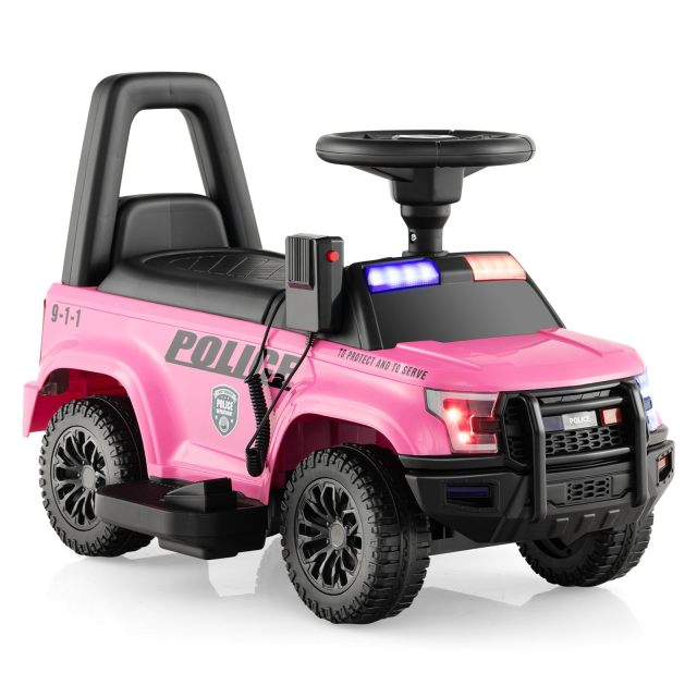 Kids Ride on Police Car, 6V Battery Powered Electric Toy Car w/Real Megaphone, 4-Wheel Ride-on Vehicle