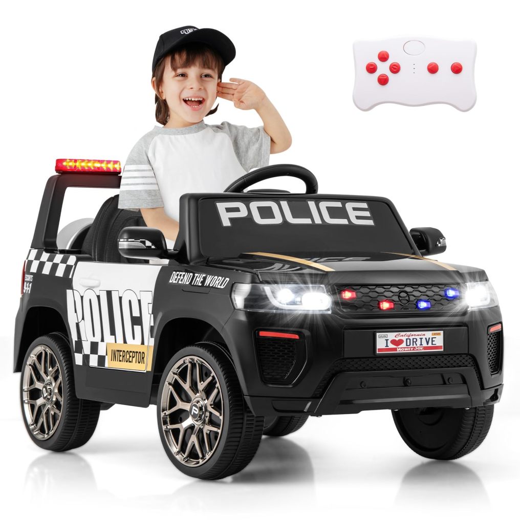 Kids Ride on Police Car 12V Electric Battery Powered Cop Car Flashing Lights