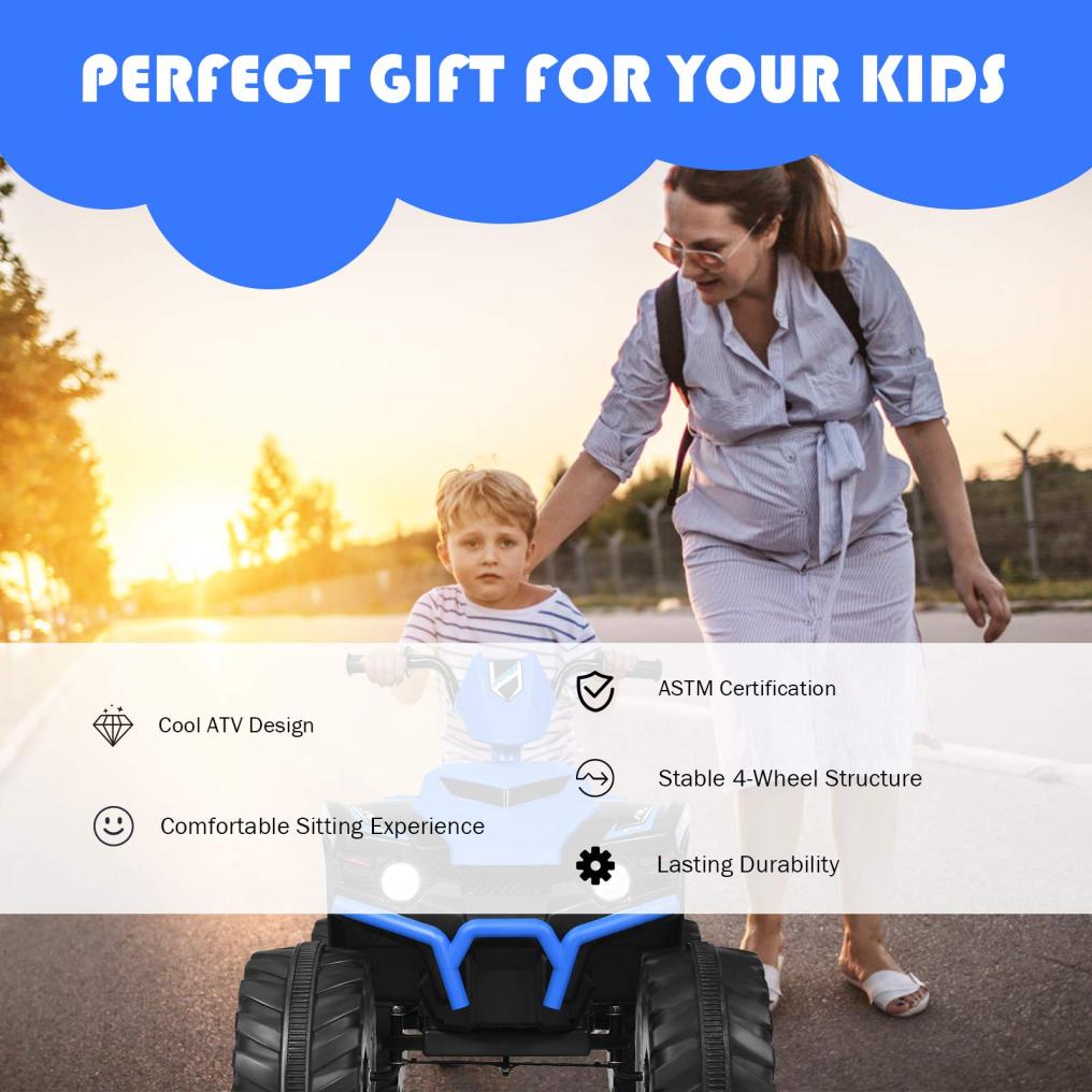 HONEY JOY 12V Electric ATV Ride on Car, Battery Powered 4 Wheeler ATV