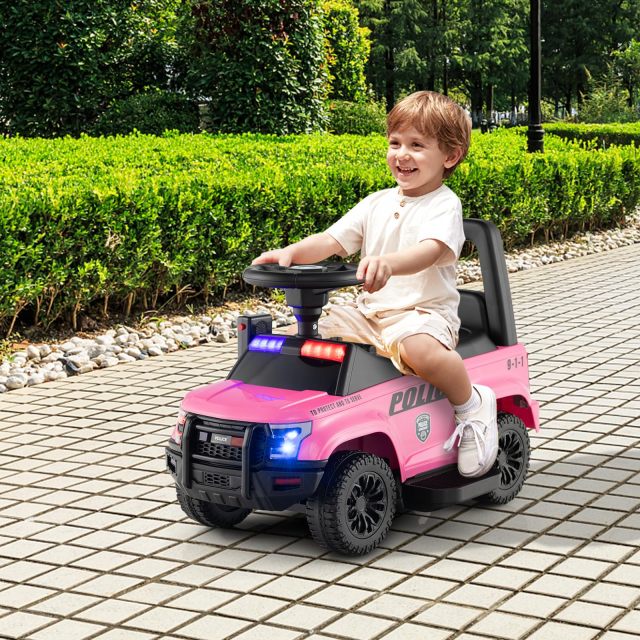 Kids Ride on Police Car, 6V Battery Powered Electric Toy Car w/Real Megaphone, 4-Wheel Ride-on Vehicle