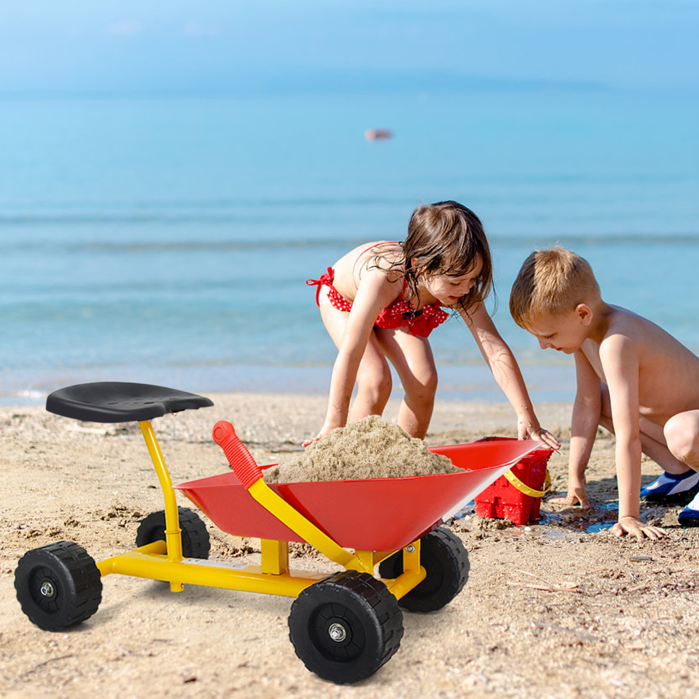 Kids Ride-On Sand Dumper, Outdoor Sandbox Toy with Controllable Shovel and 4 Wheels