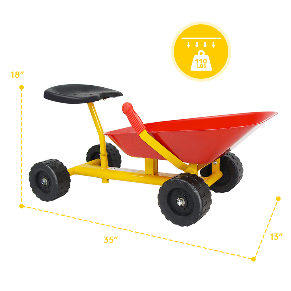 Kids Ride-On Sand Dumper, Outdoor Sandbox Toy with Controllable Shovel and 4 Wheels
