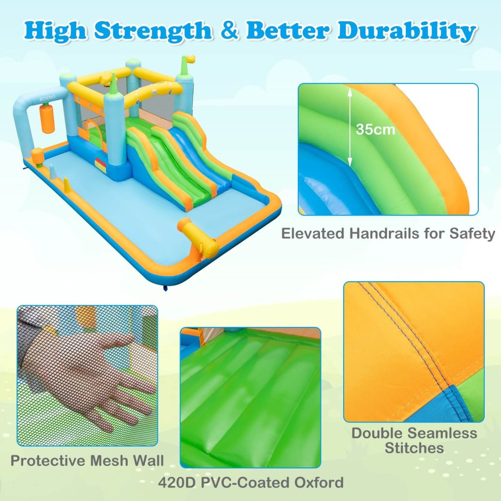 Inflatable Water Slide Kids Water Park Blowup Jumping Castle w/Water Cannon