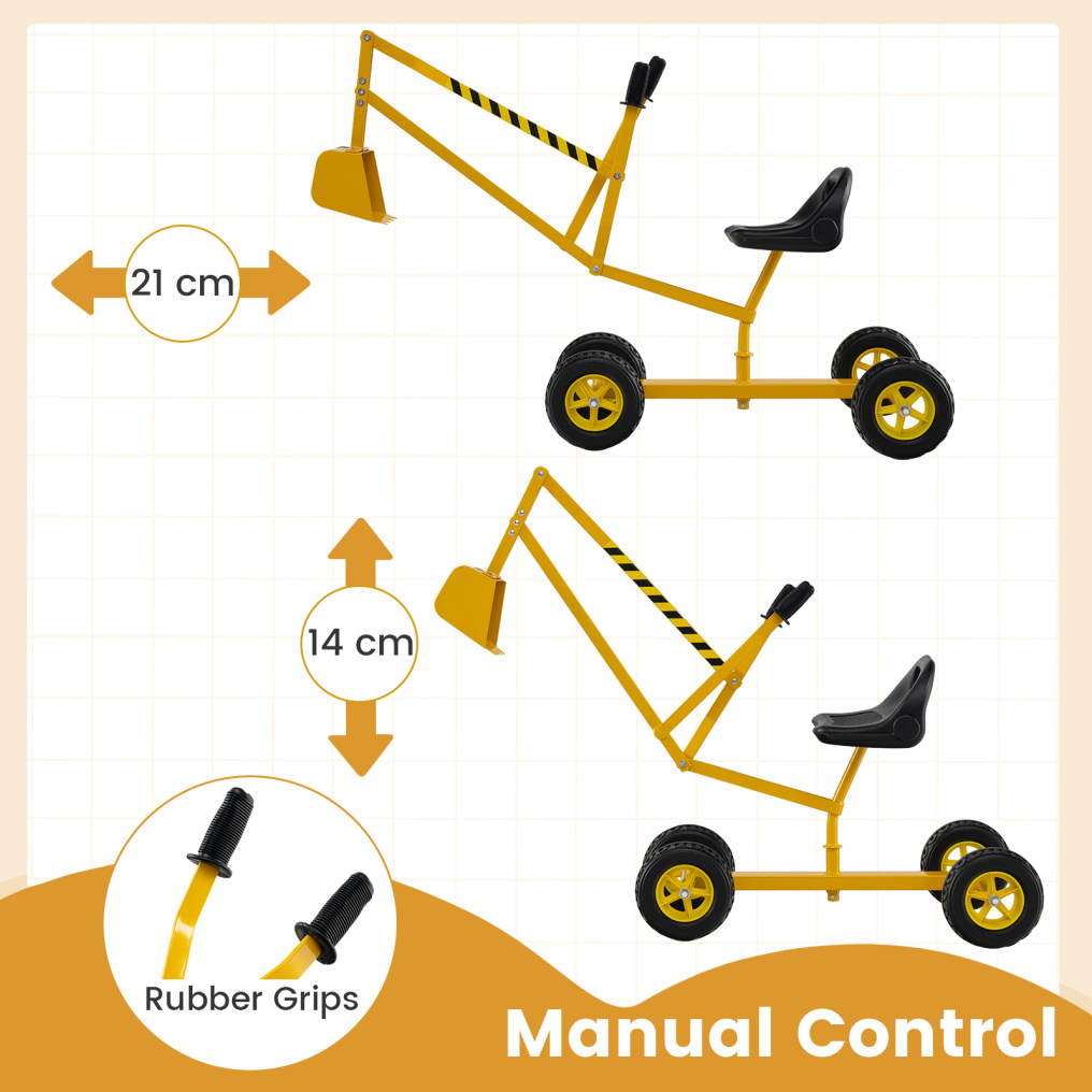 Sand Digger for Kids, Sandbox Toy Digger w/ 2-Handed Controls & Flexible Shovel