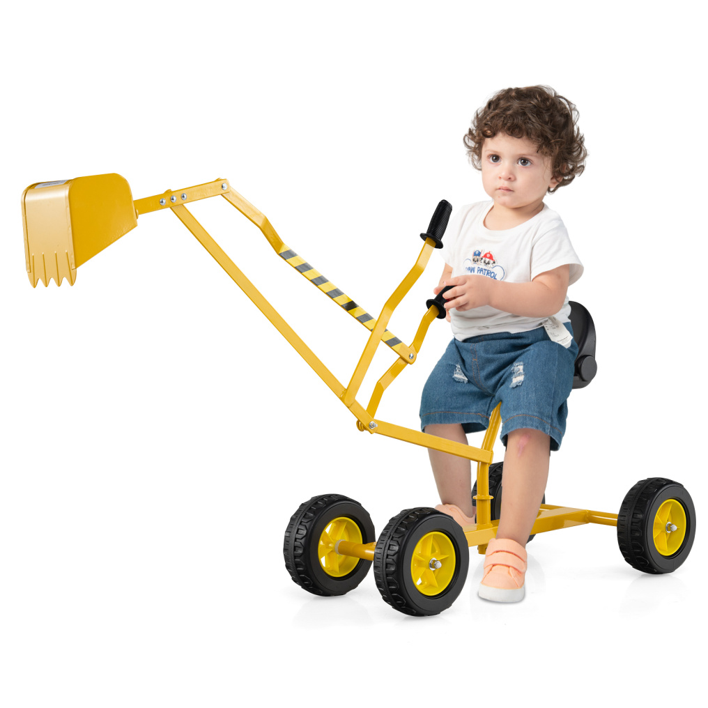Sand Digger for Kids, Sandbox Toy Digger w/ 2-Handed Controls & Flexible Shovel