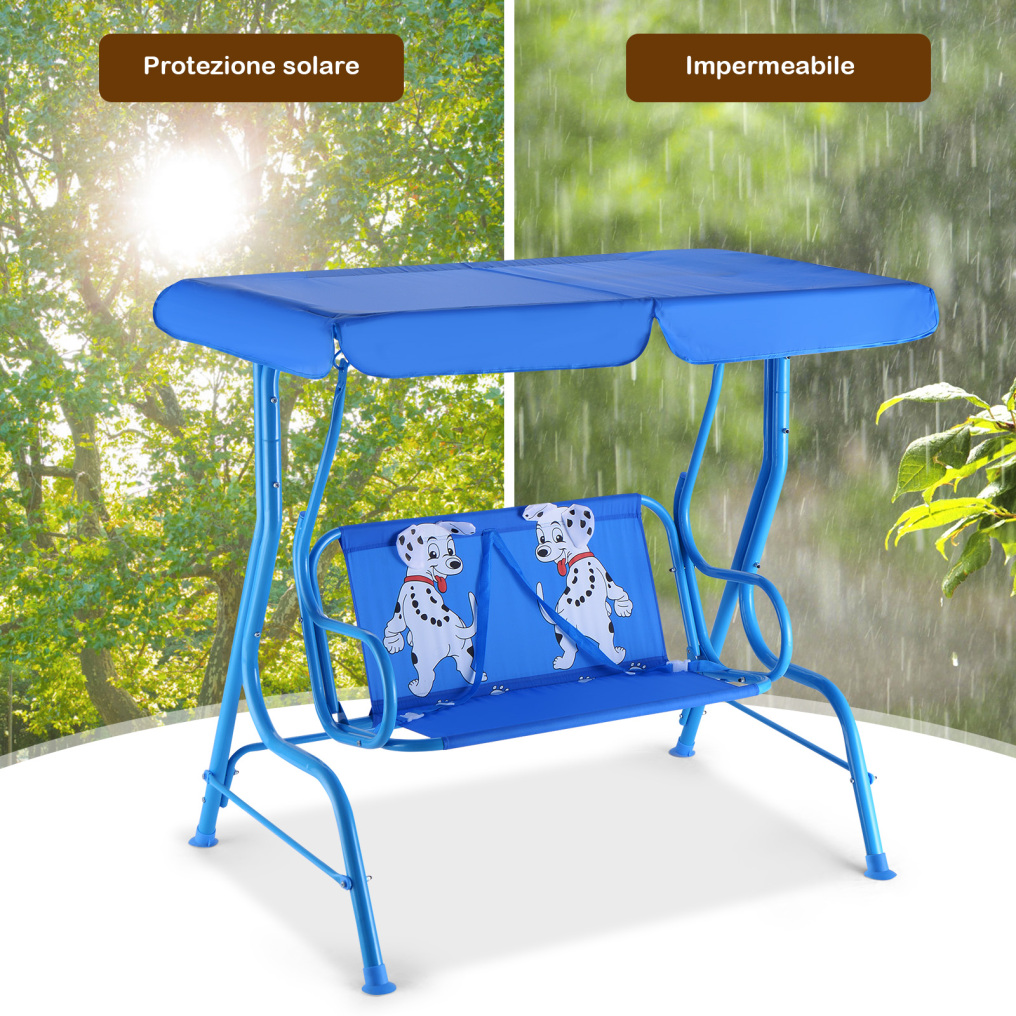 Seater Kids Porch Swing, Hanging Patio Swing Bench with Adjustable Tilt Canopy