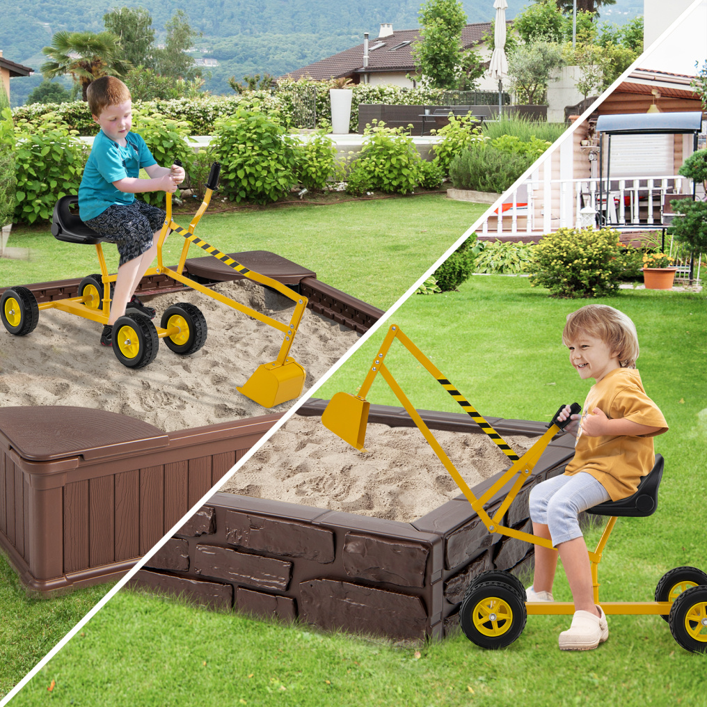 Sand Digger for Kids, Sandbox Toy Digger w/ 2-Handed Controls & Flexible Shovel