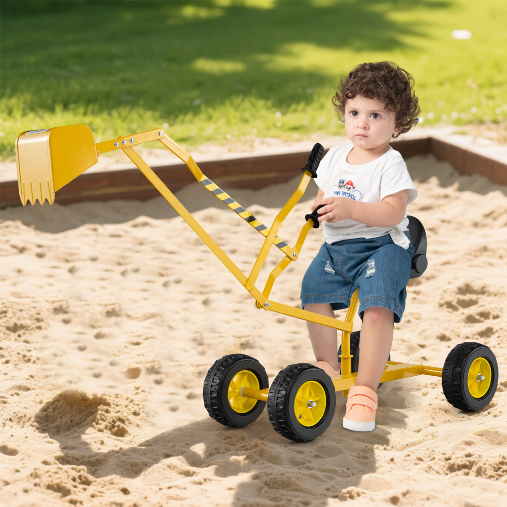 Sand Digger for Kids, Sandbox Toy Digger w/ 2-Handed Controls & Flexible Shovel