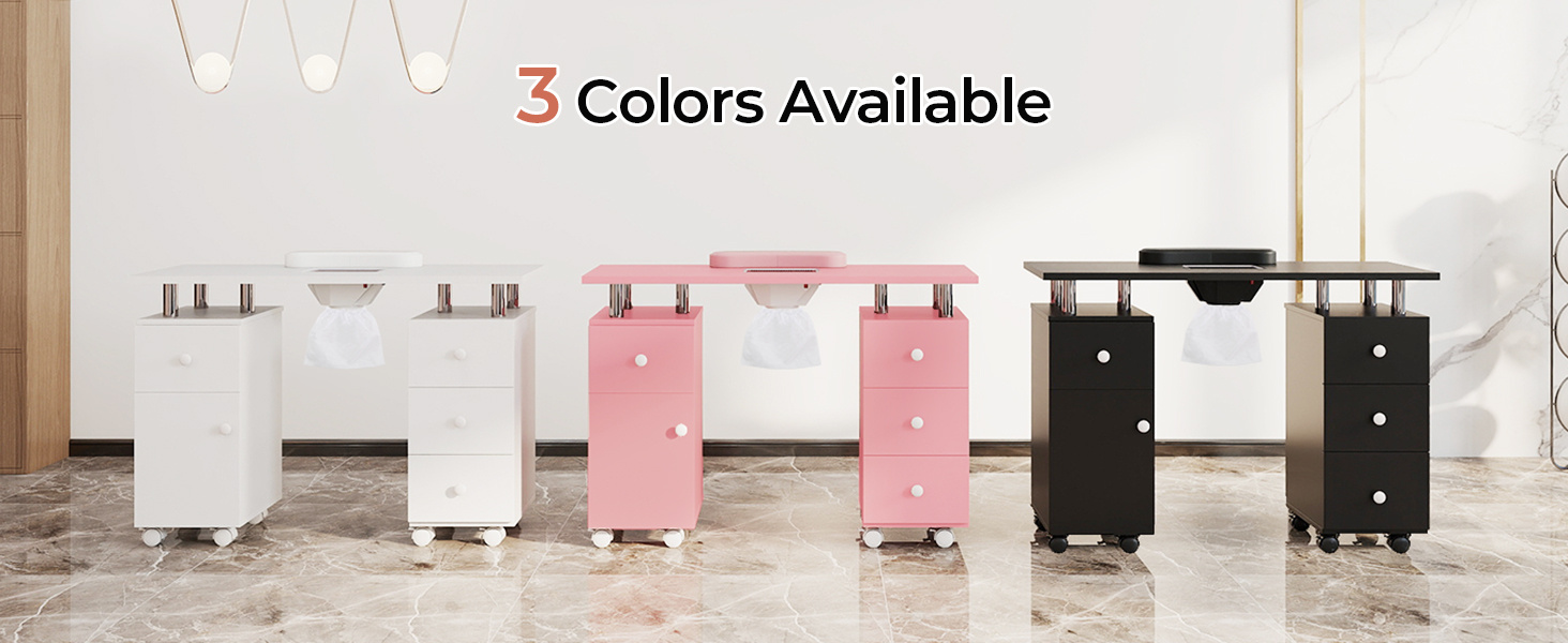Manicure Table Nail Desk with Electric Dust Collector and 3 Dust Bags