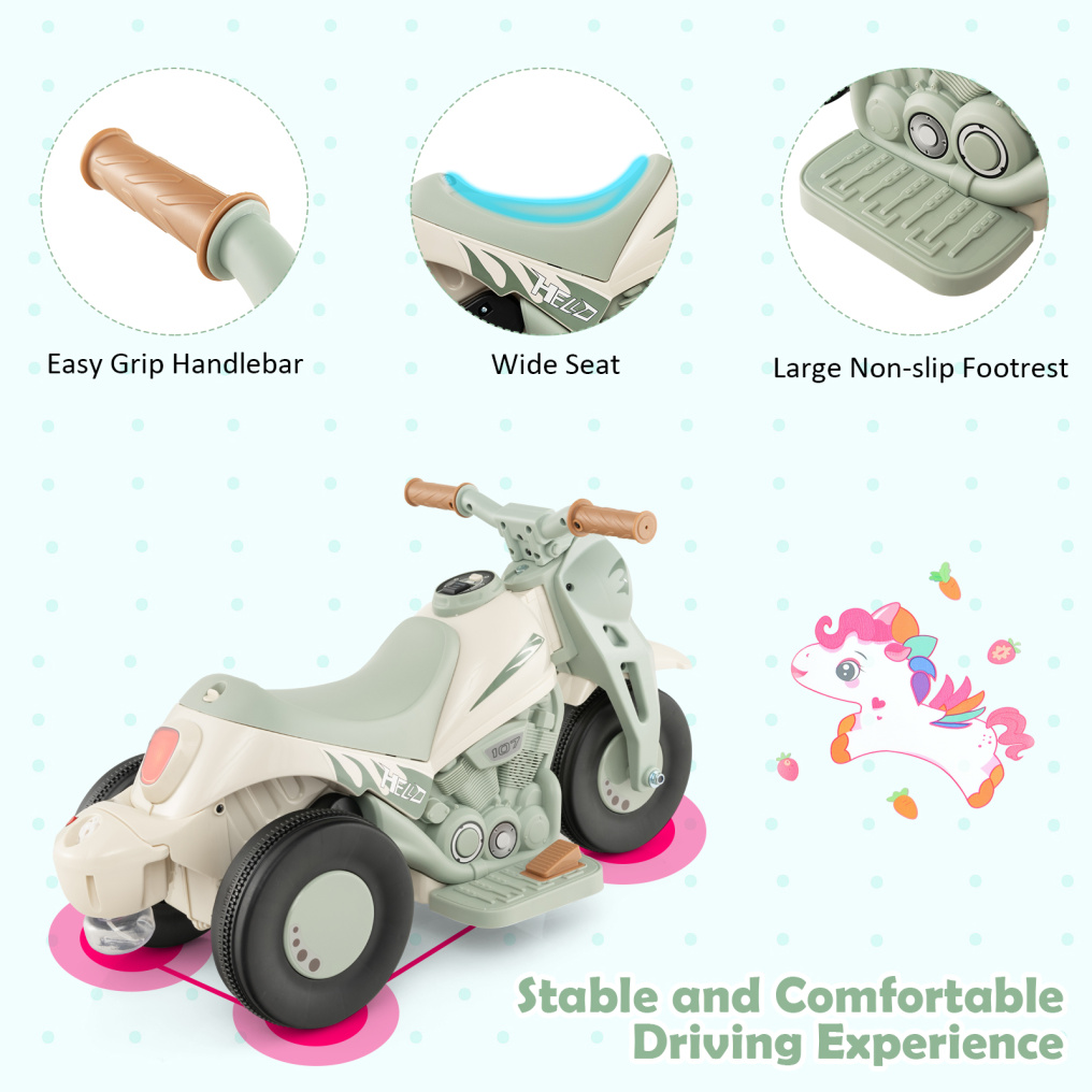 HONEY JOY Kids Motorcycle 6V Battery Powered Ride on Motorbike with Bubble Maker