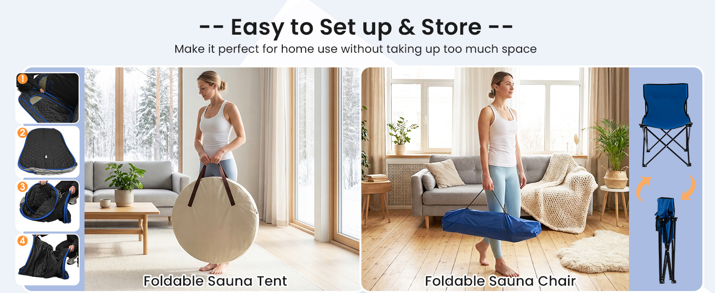 Foldable sauna tent with steam generator and waterproof fabric, perfect for home spa relaxation and easy storage.